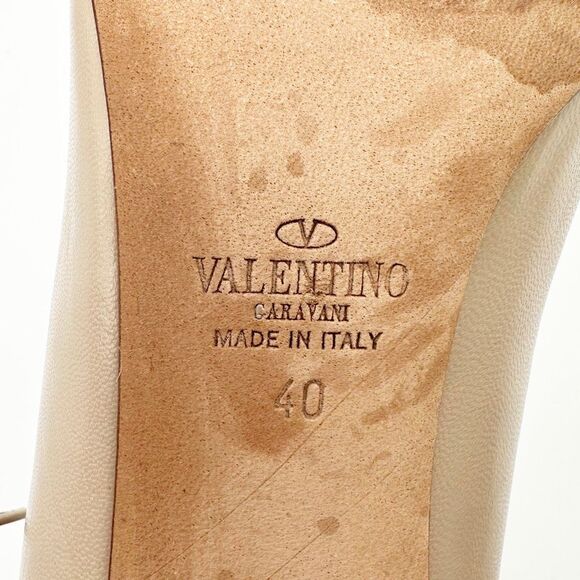 VALENTINO Rockstud Ankle Tie Wrap Strap Heels Size 40 Pointed Toe Leather Pumps - Picture 8 of 11